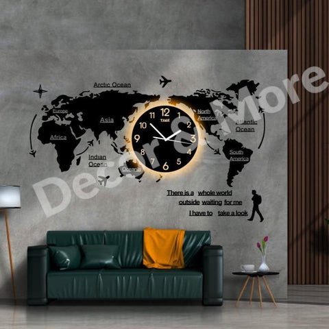 World map clock with Rope light