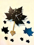 Black Maple Leaf Clock with Pendulum