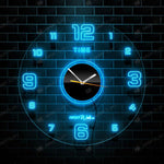 Acrylic Modern Neon Wall Clock With Neon LED Backlight (12 inches)