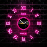 Acrylic Modern Neon Wall Clock With Neon LED Backlight (12 inches)