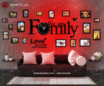 Big Family Frames Clock with Neon light