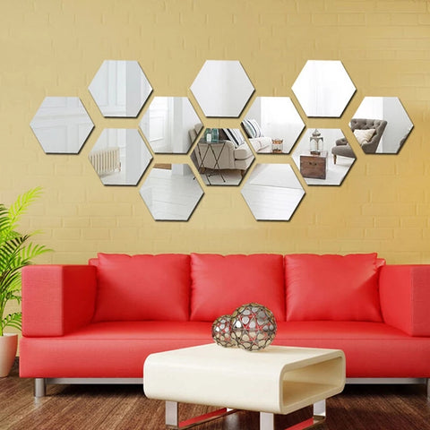 Acrylic Hexagon wall decor Mirror(Silver)