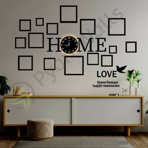 Home clock with frames